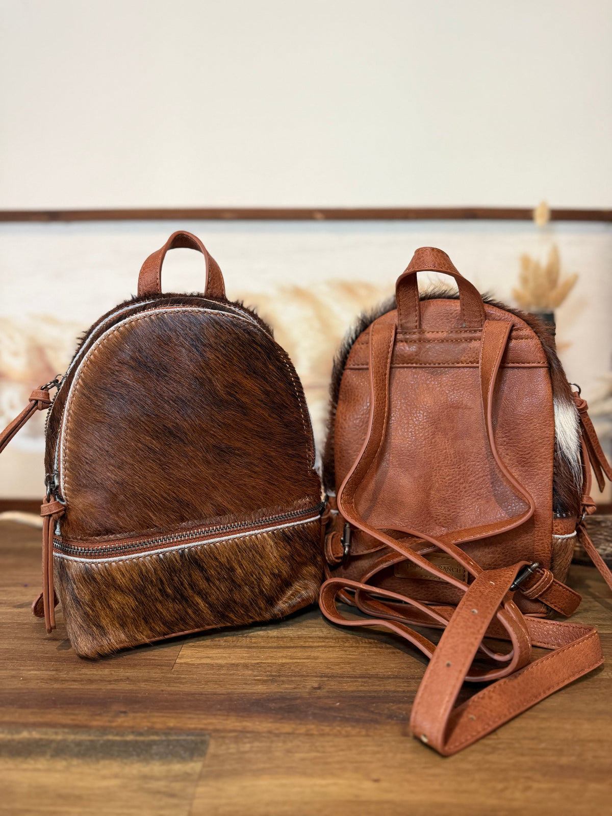 Trinity Ranch Mini Cowhide Back Pack / BROWN #2