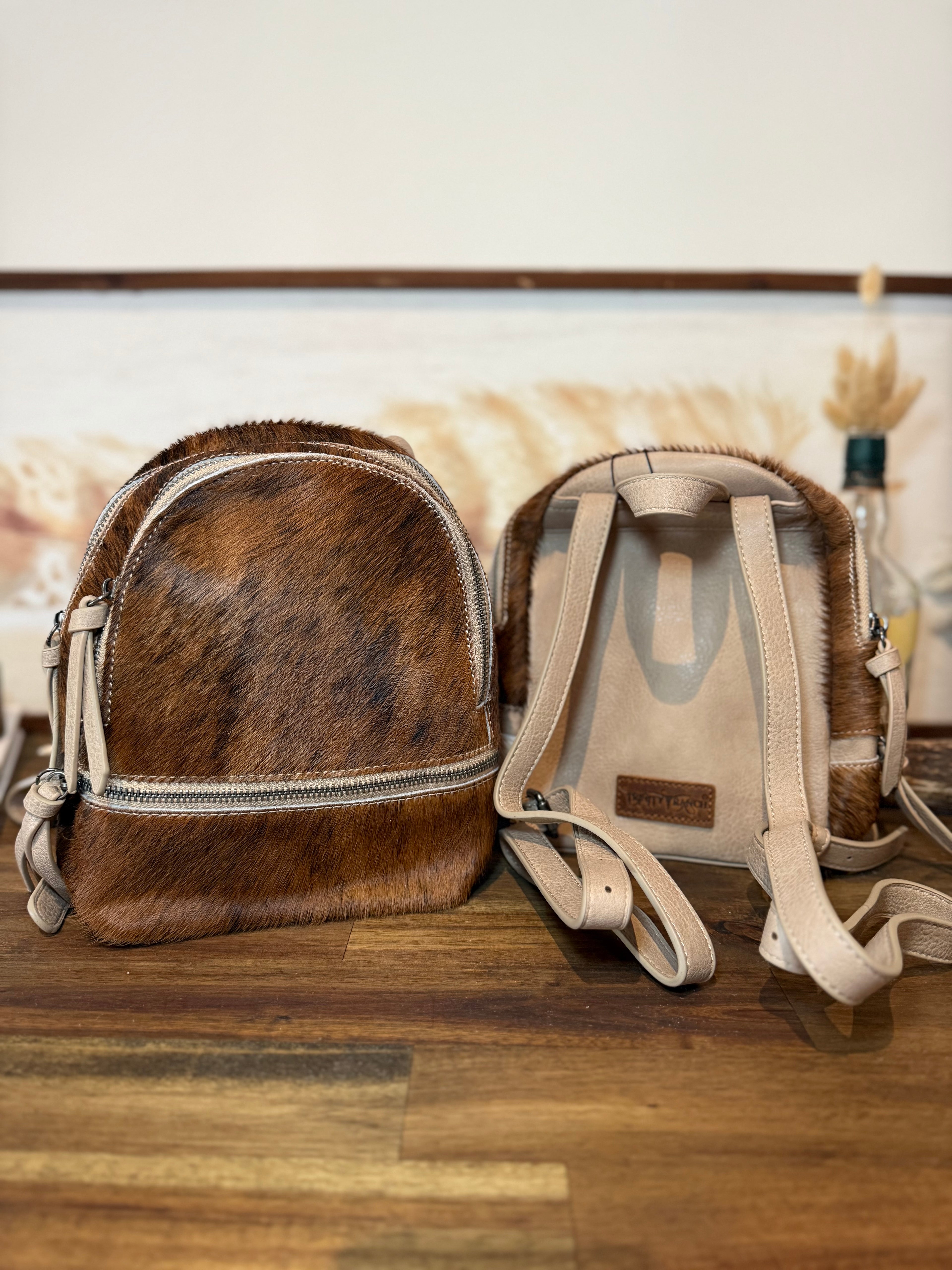 Trinity Ranch Mini Cowhide Back Pack / TAN #1