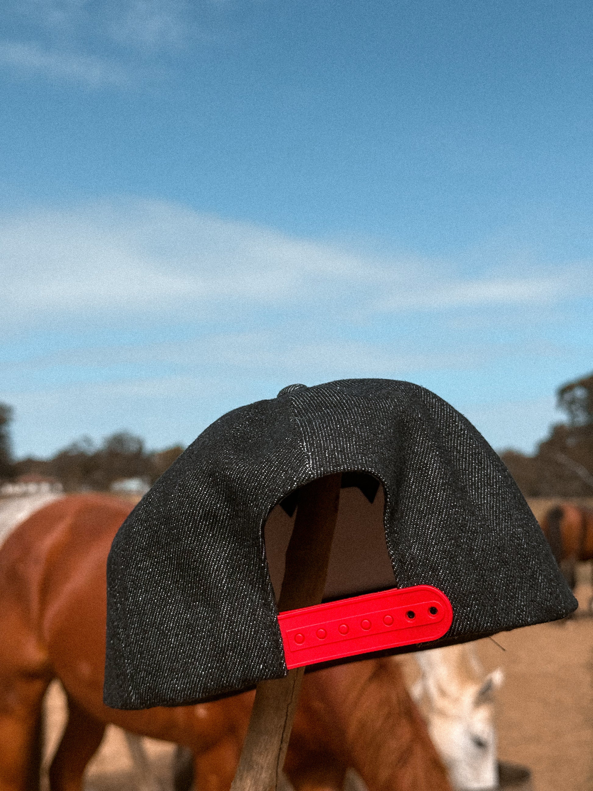 Black Denim Bronc Cap