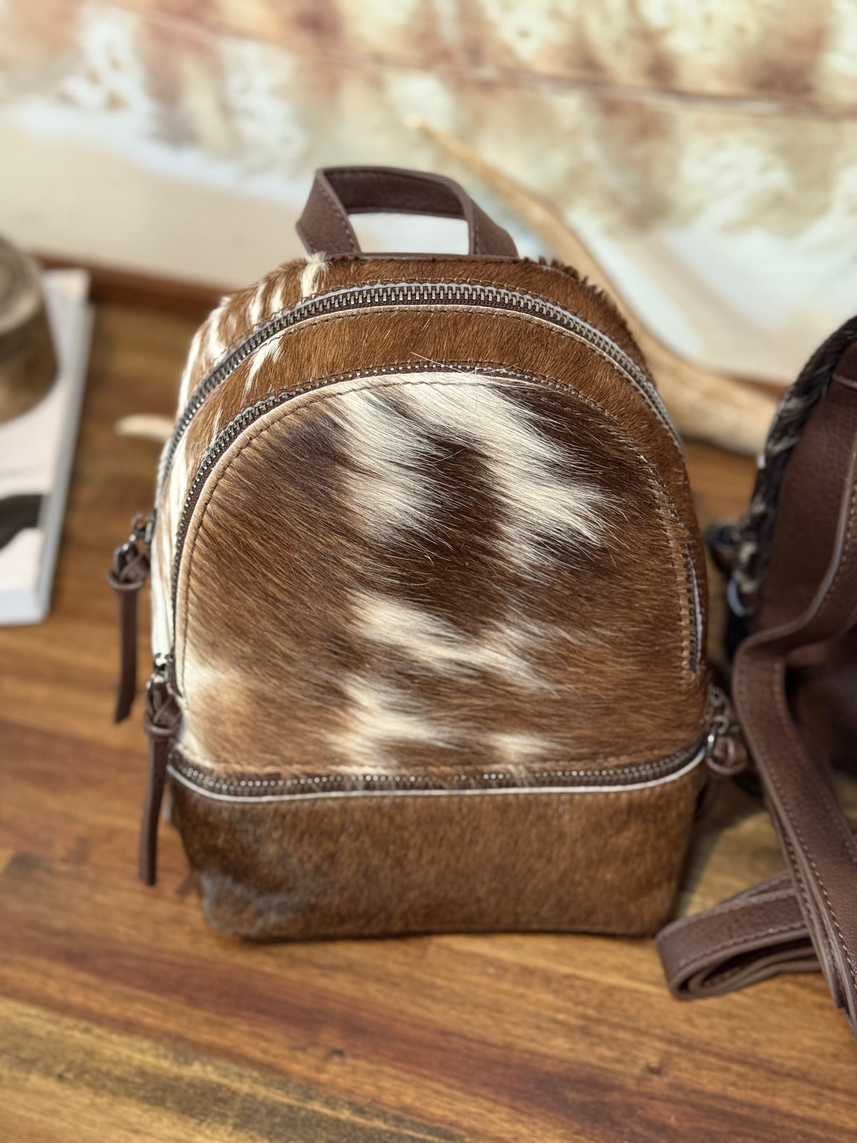 Trinity Ranch Mini Cowhide Back Pack / COFFEE #2