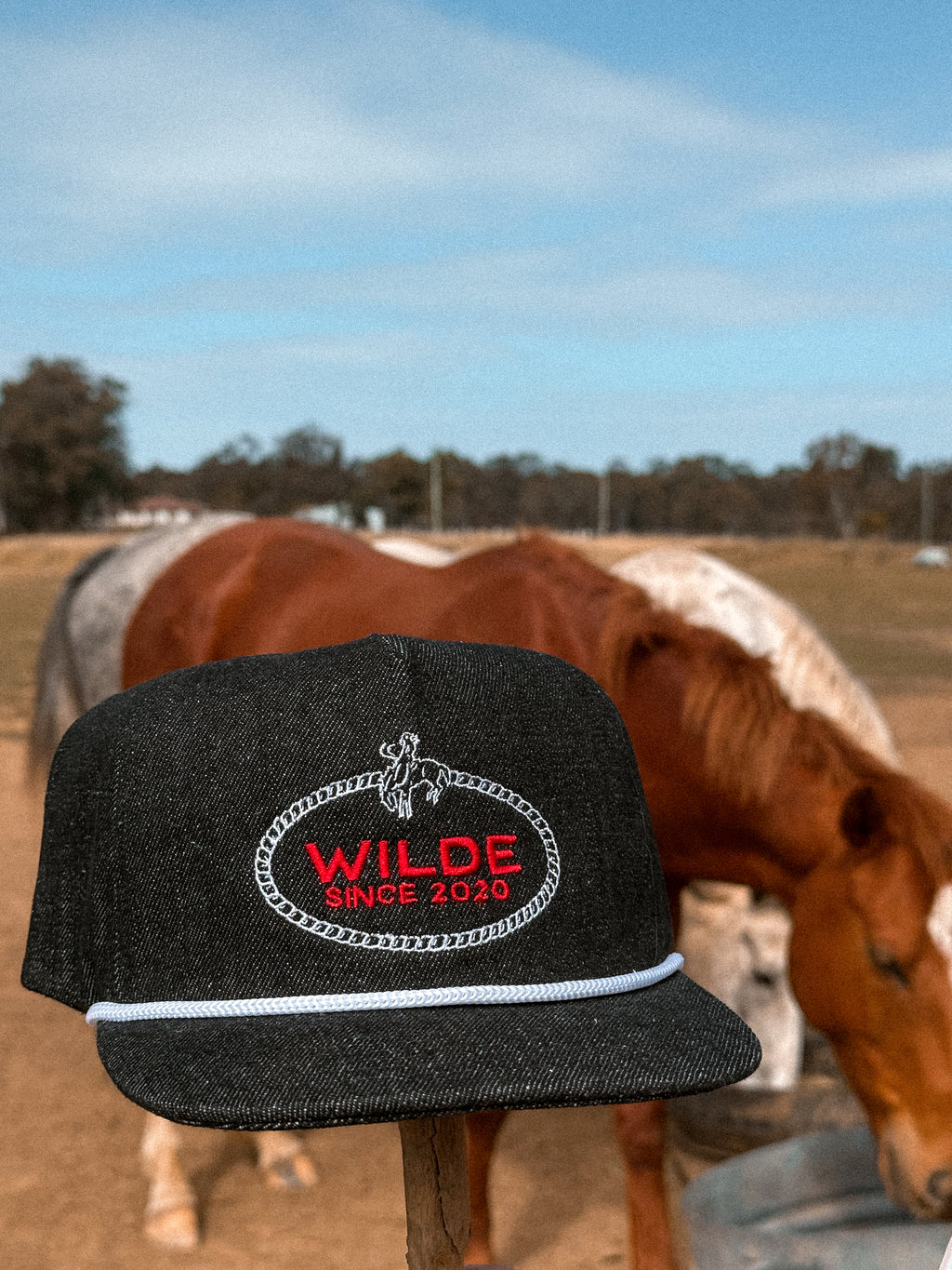 Black Denim Bronc Cap