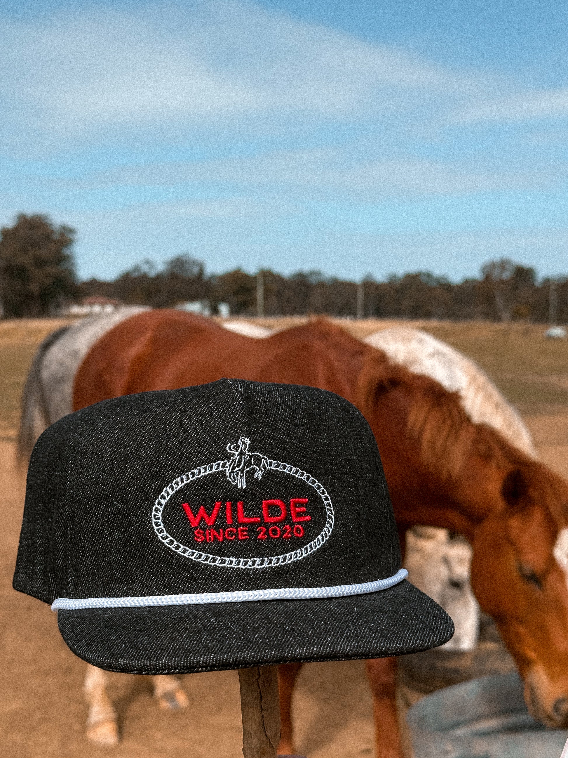 Black Denim Bronc Cap