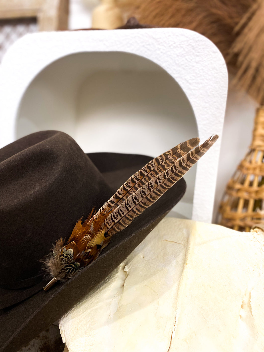 Natural Feather Hat Pin