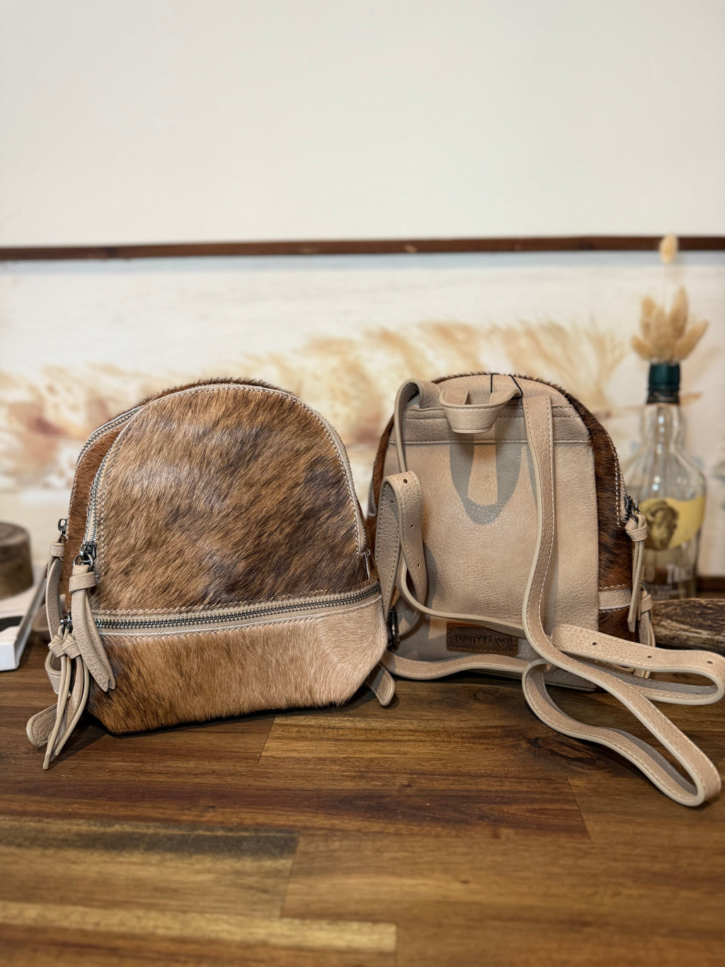 Trinity Ranch Mini Cowhide Back Pack / TAN #2