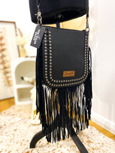 Load image into Gallery viewer, Wrangler Rivets Fringe Concealed Carry Crossbody / BLACK
