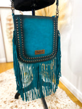 Load image into Gallery viewer, Wrangler Rivets Fringe Concealed Carry Crossbody / TURQUOISE
