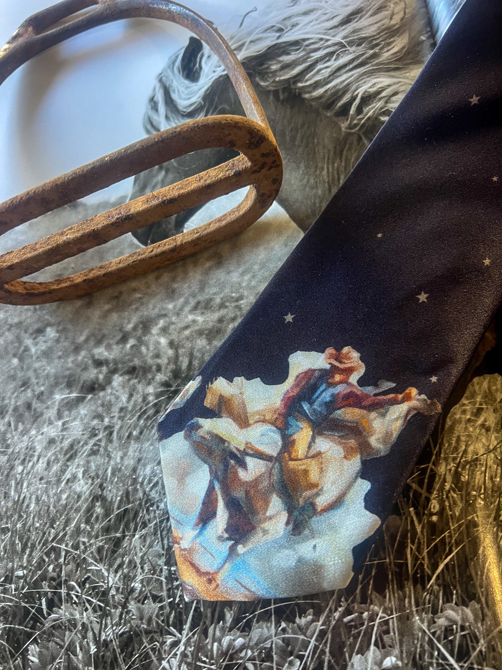 Bull Black Silk Tie