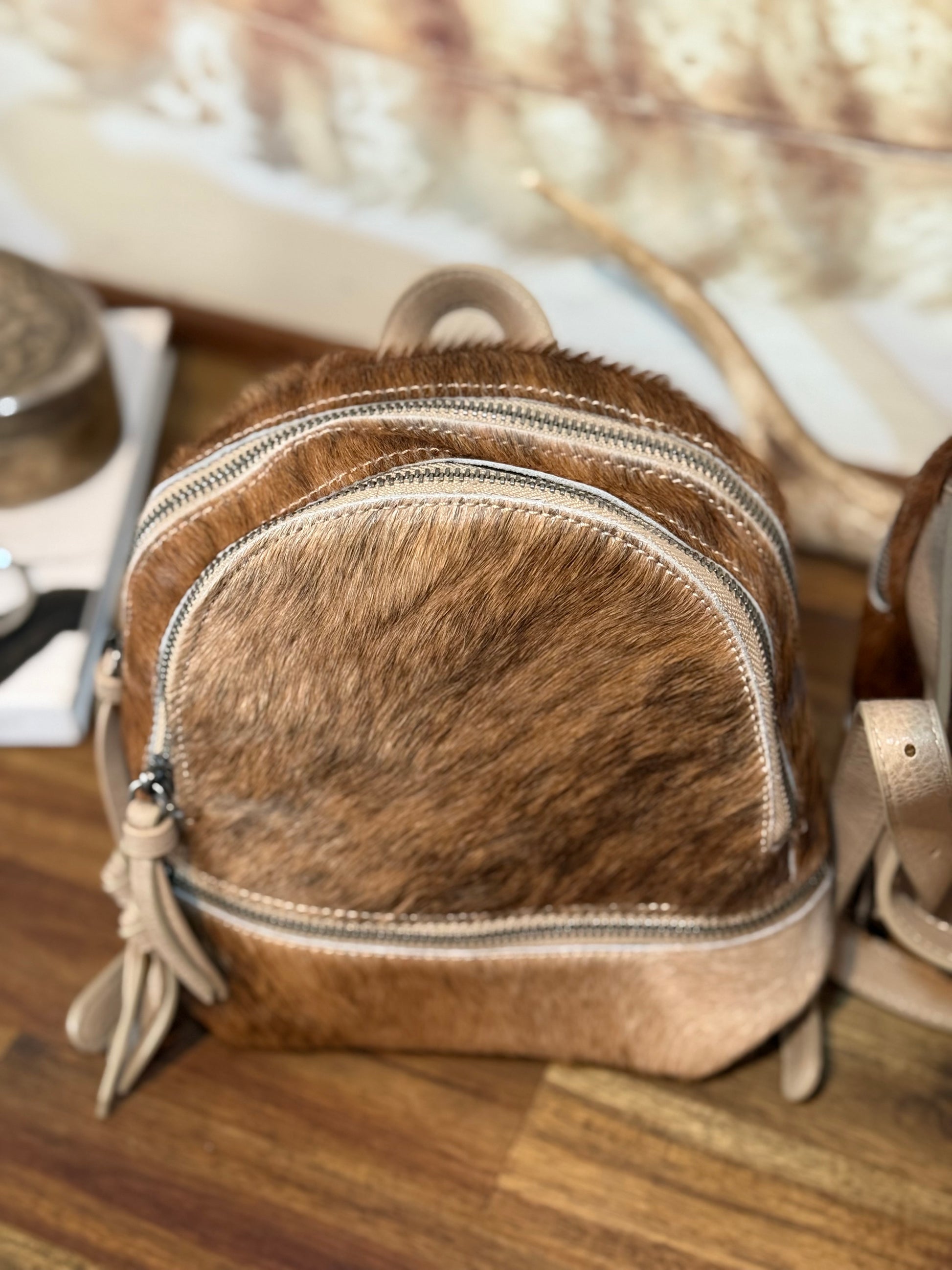 Trinity Ranch Mini Cowhide Back Pack / TAN #2