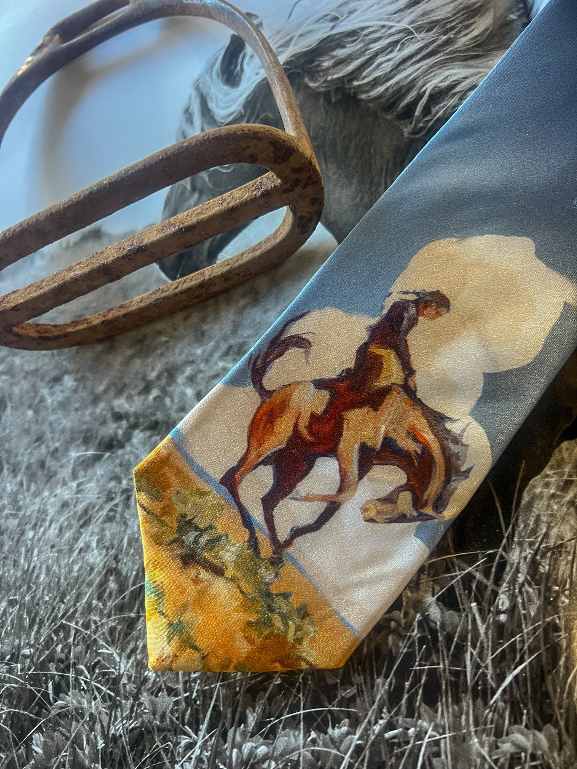 Bronc Blue Silk Tie