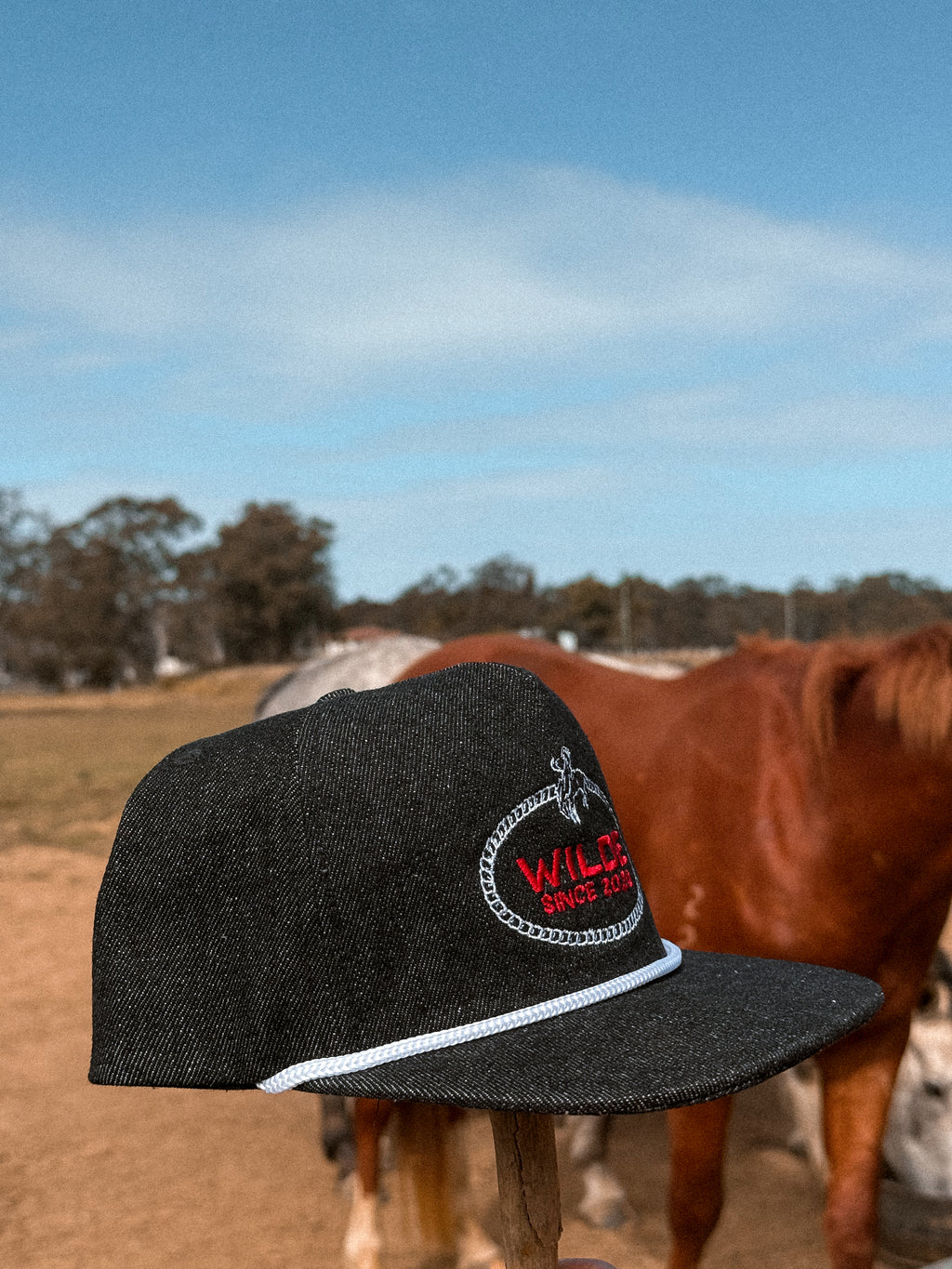 Black Denim Bronc Cap