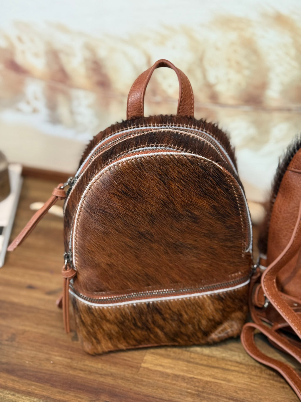 Trinity Ranch Mini Cowhide Back Pack / BROWN #2