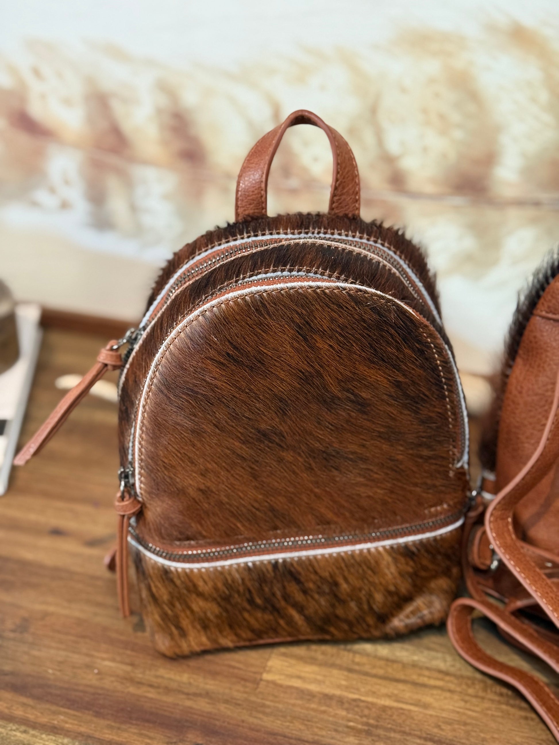 Trinity Ranch Mini Cowhide Back Pack / BROWN #2