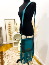 Load image into Gallery viewer, Wrangler Rivets Fringe Concealed Carry Crossbody / TURQUOISE
