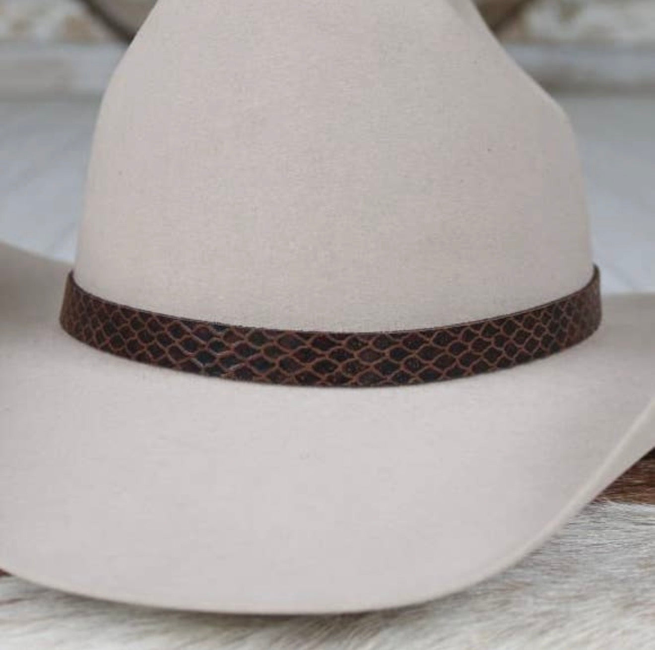 Brown Diamond Leather Hat Band