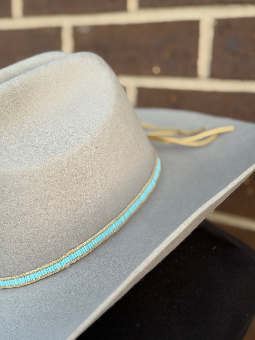 Lane Stitch Pale Blue Beaded Hat Band