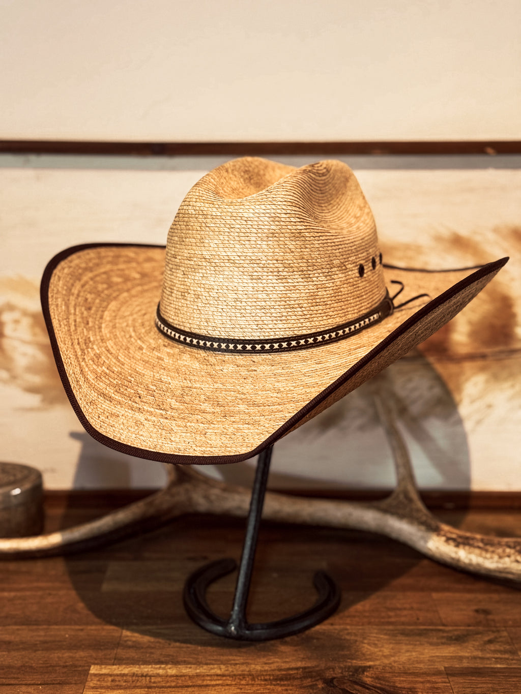 Nelson Palm Straw Cowboy Hat / BROWN TRIM