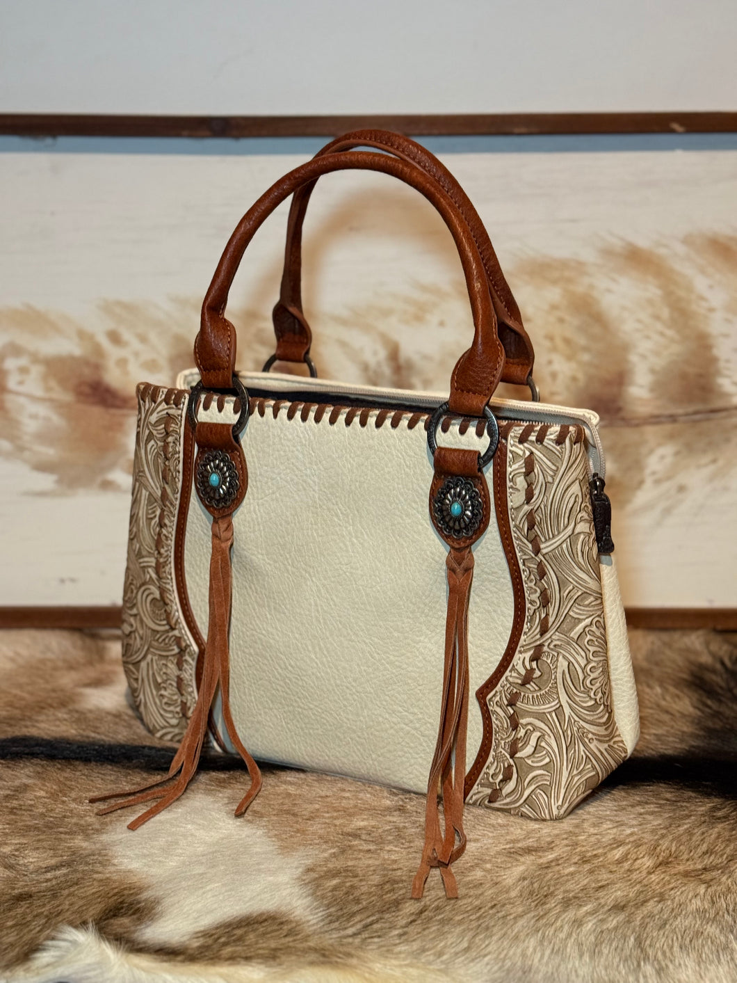 Houston Tooled Tote/Crossbody / TAN