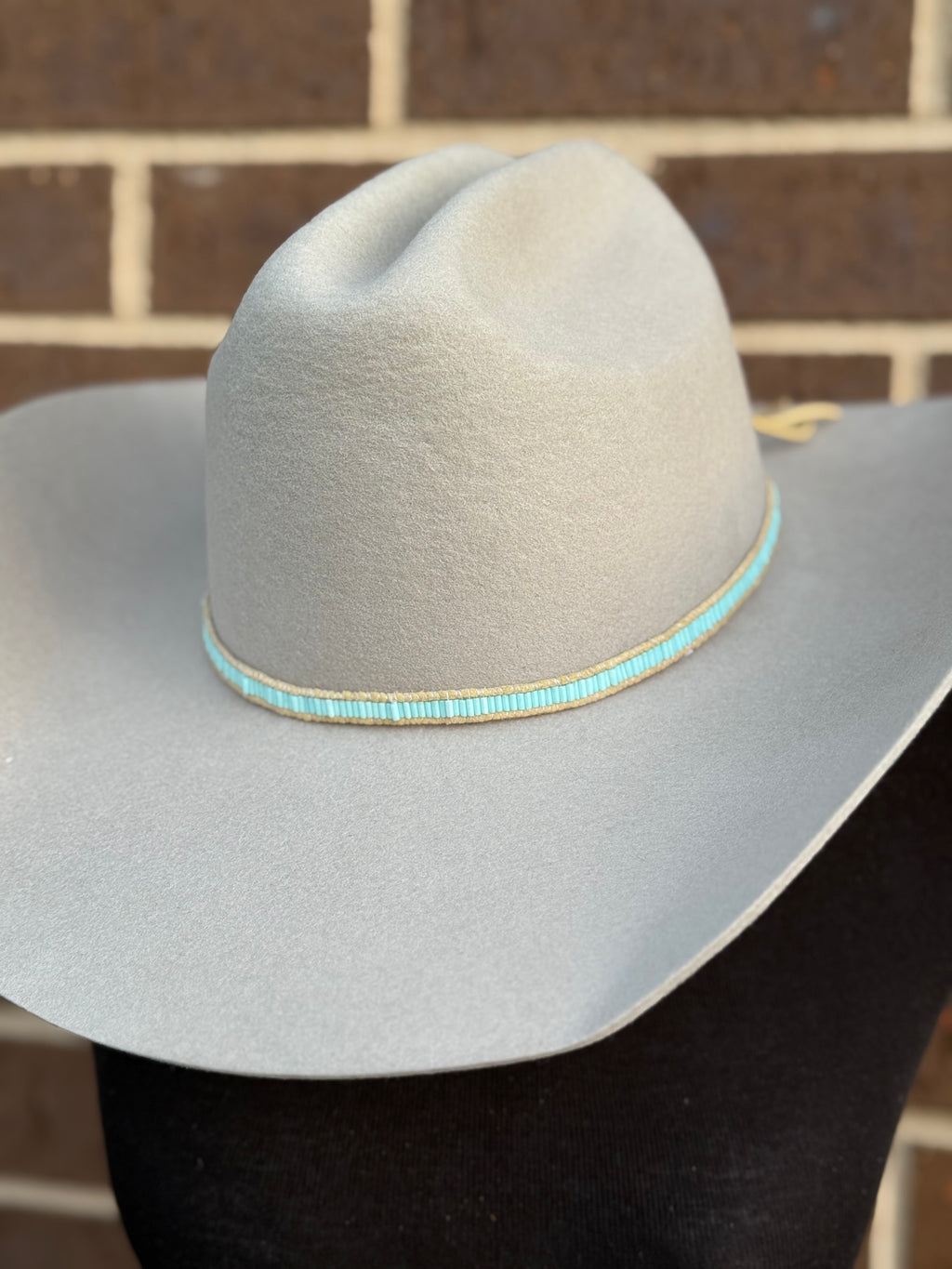 Lane Stitch Pale Blue Beaded Hat Band