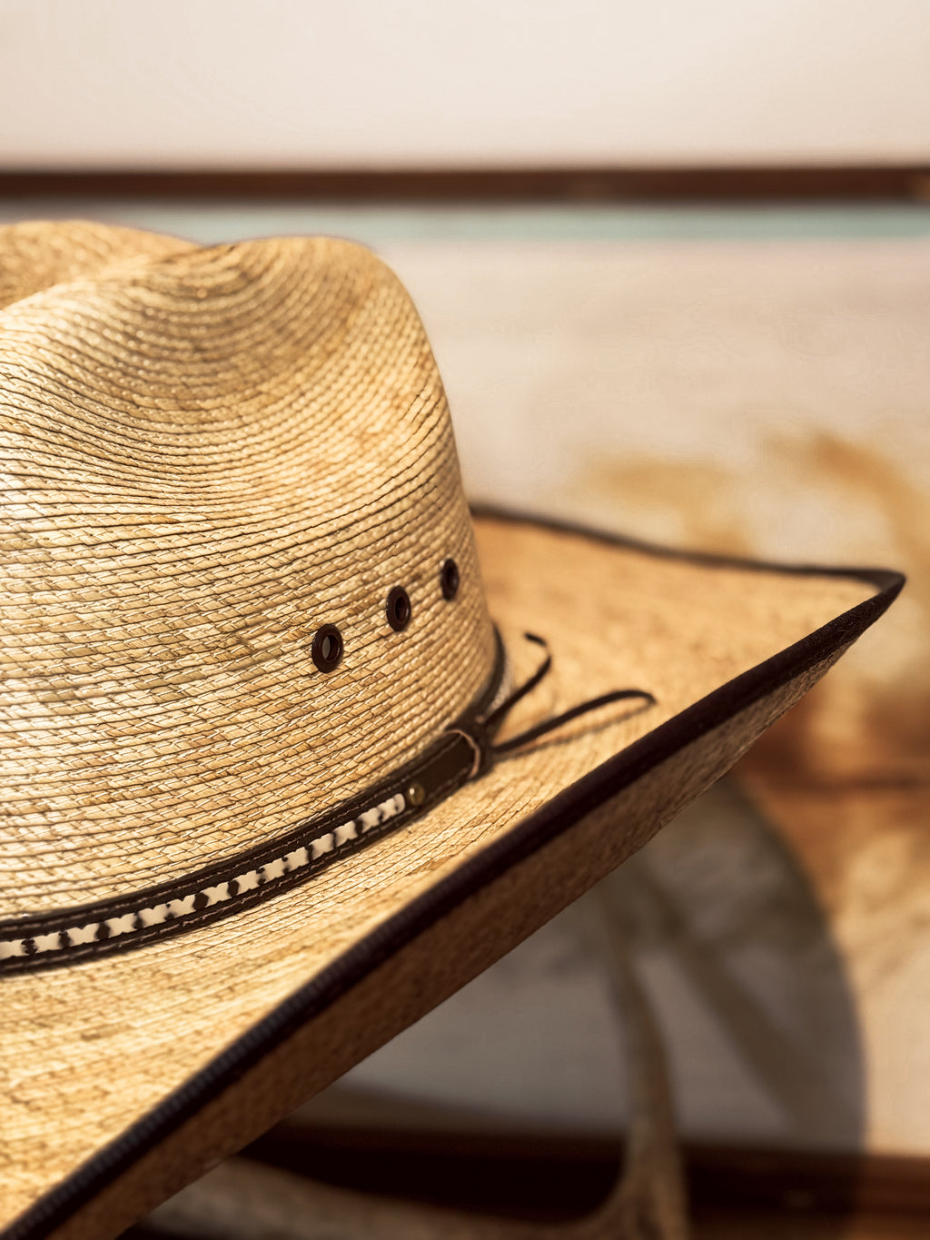 Nelson Palm Straw Cowboy Hat / BROWN TRIM