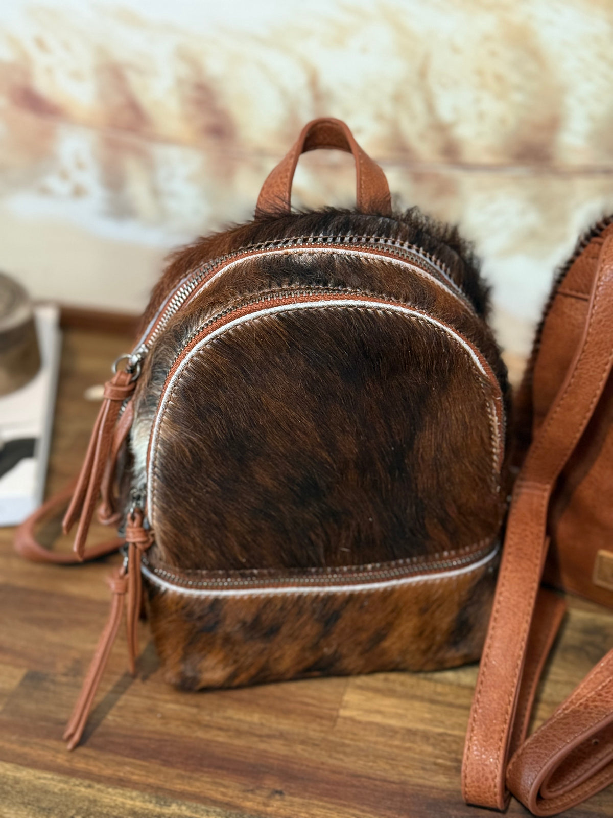 Trinity Ranch Mini Cowhide Back Pack / BROWN #1