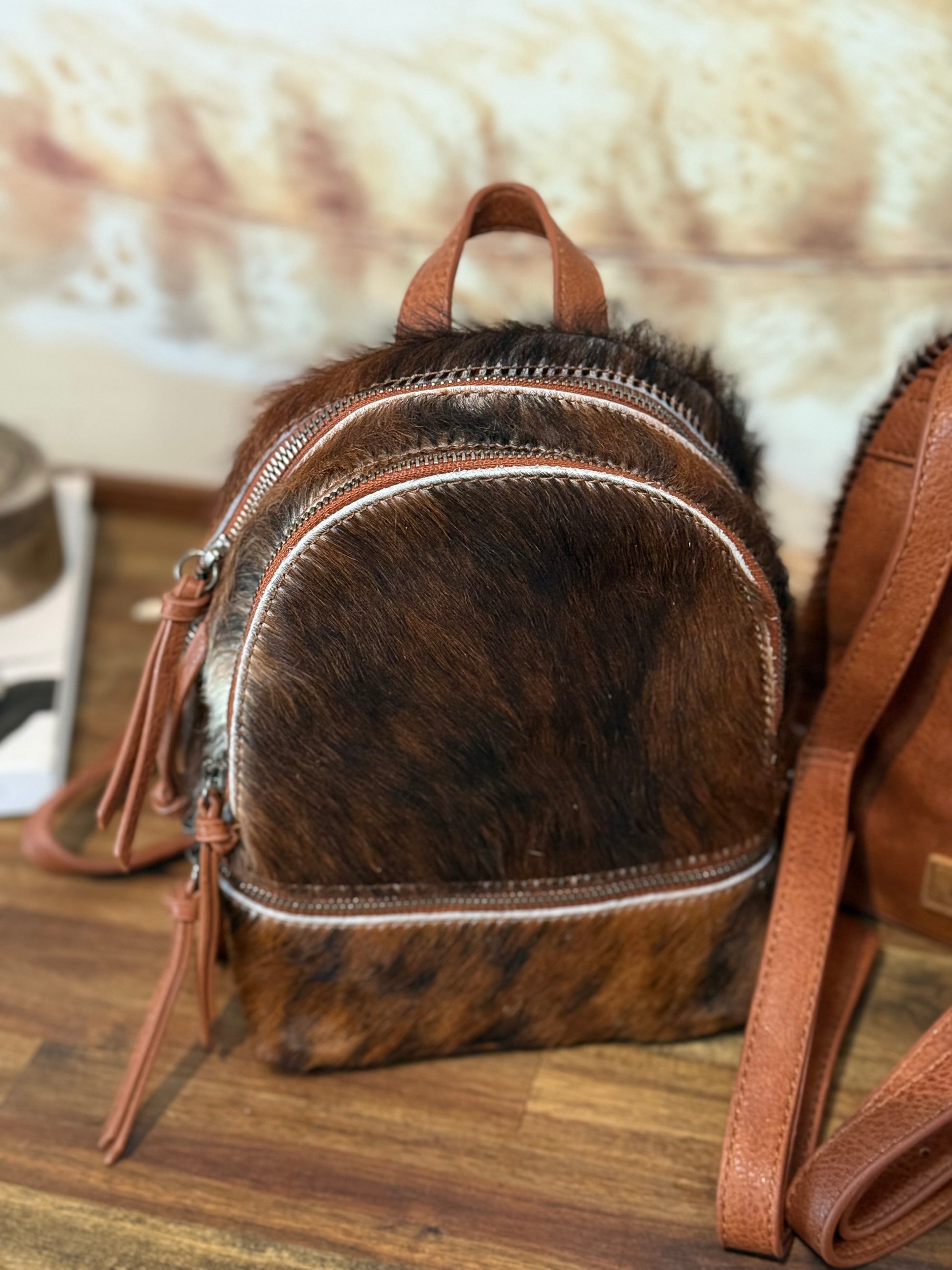 Trinity Ranch Mini Cowhide Back Pack / BROWN #1
