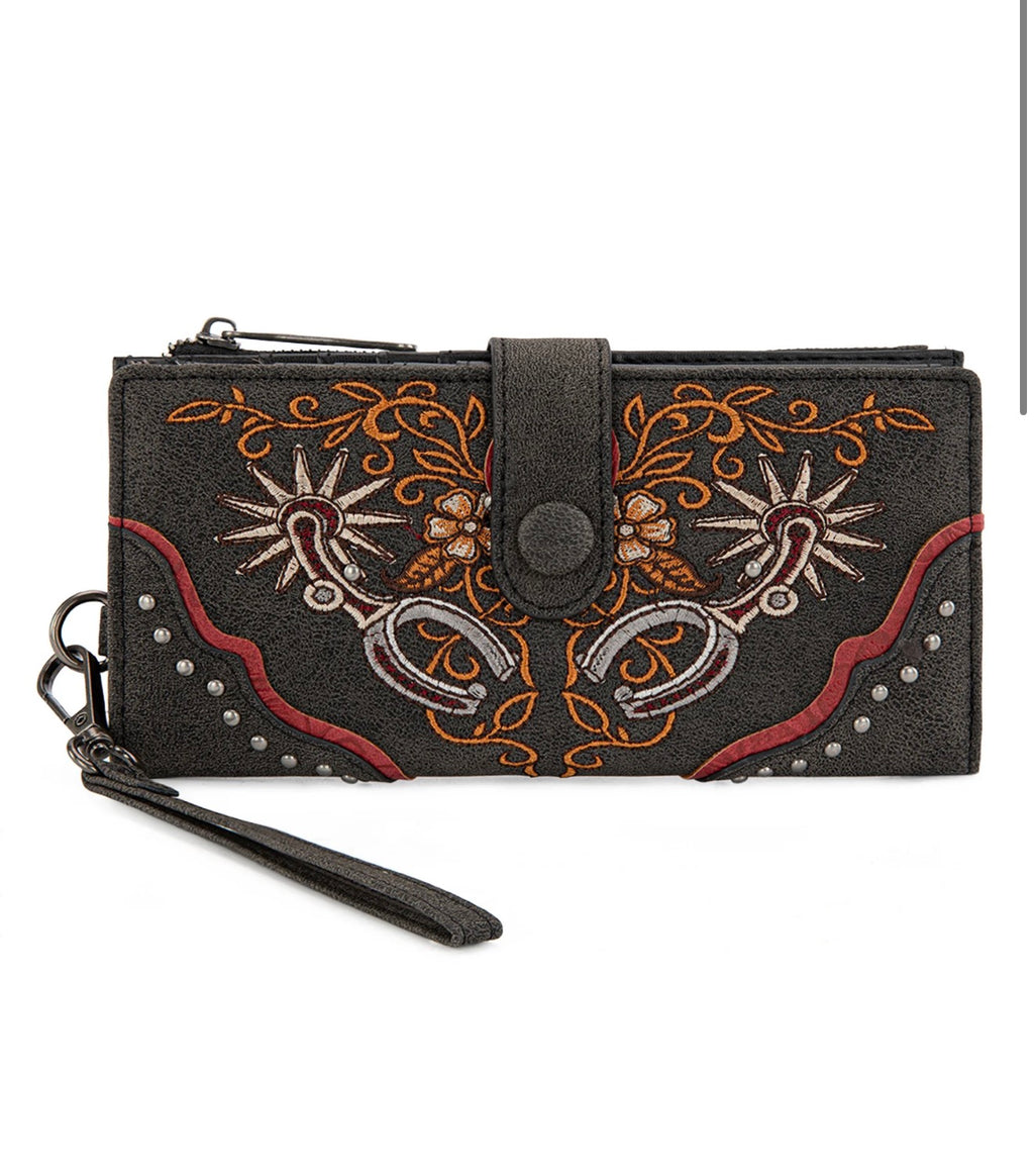 Spur Embroidered Wallet / BLACK