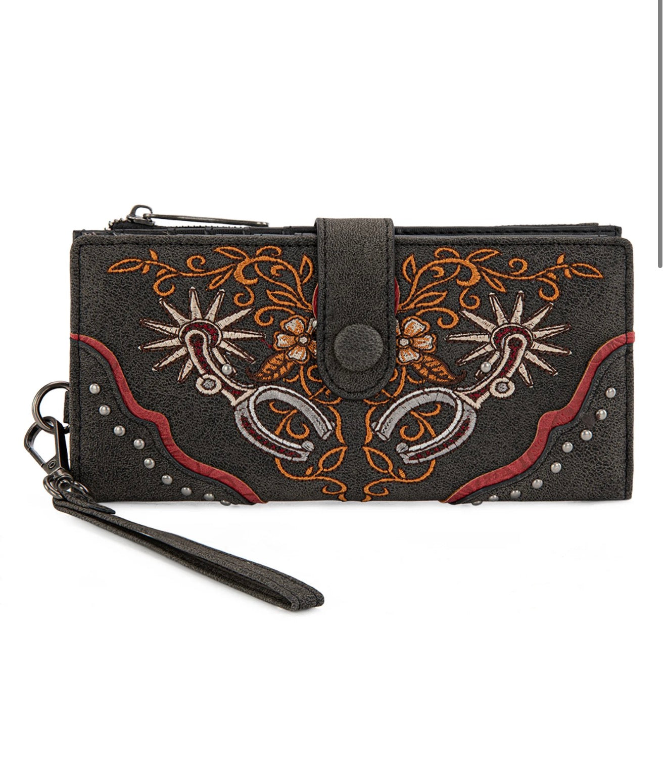 Spur Embroidered Wallet / BLACK