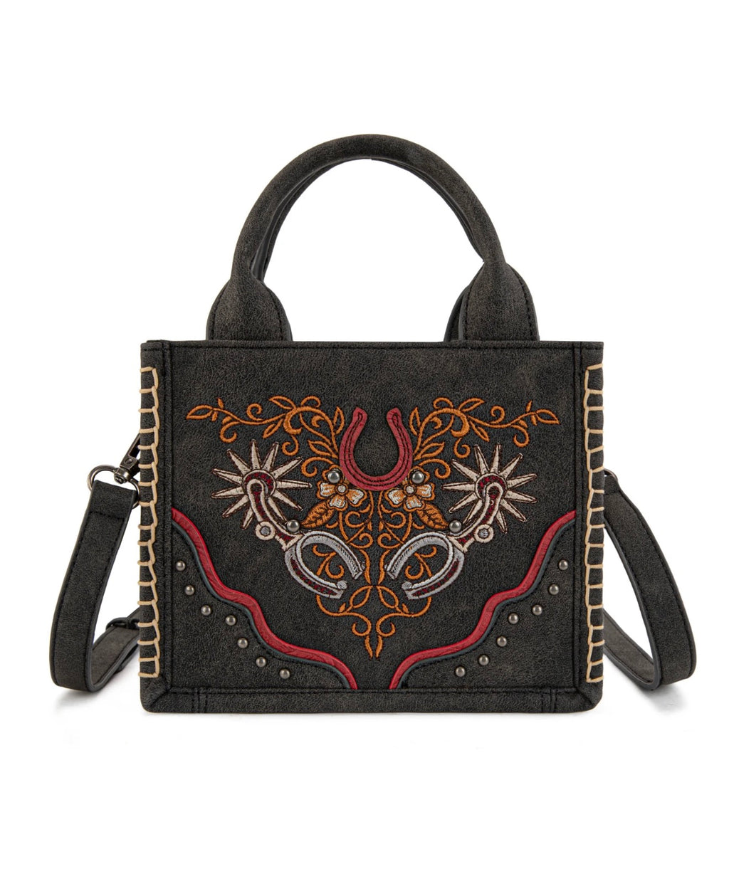 Spur Embroidered Mini Tote / BLACK