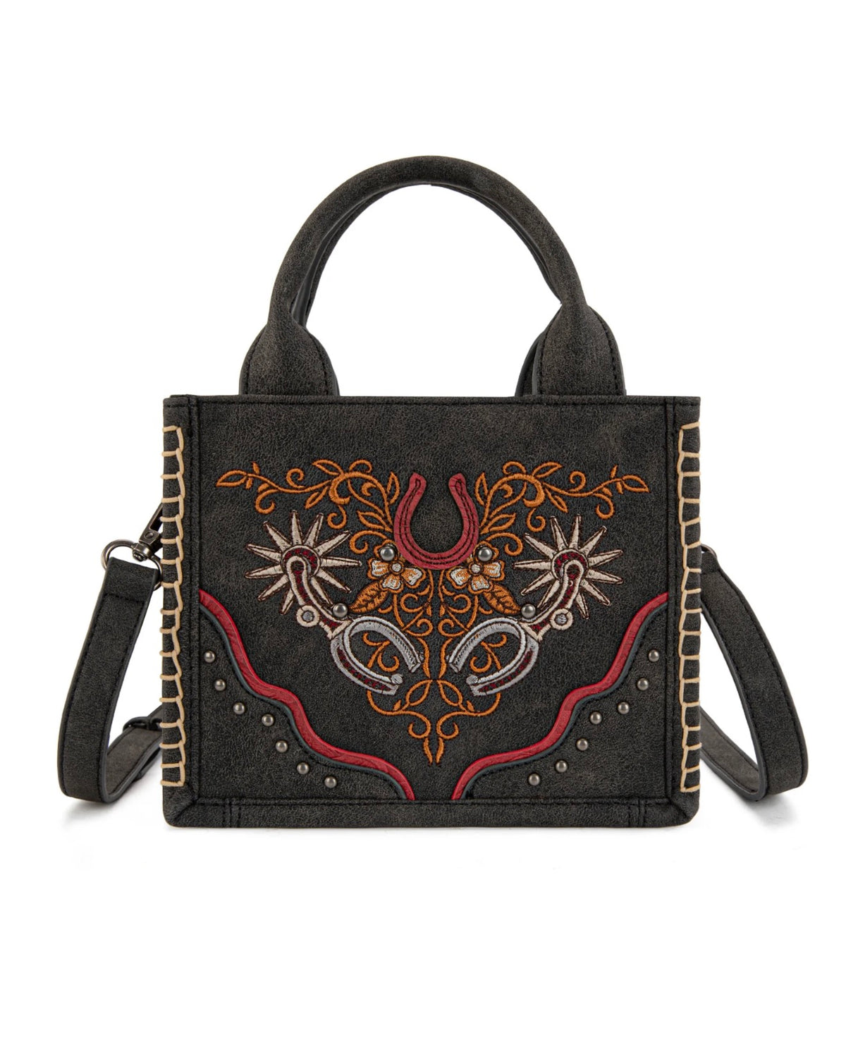 Spur Embroidered Mini Tote / BLACK