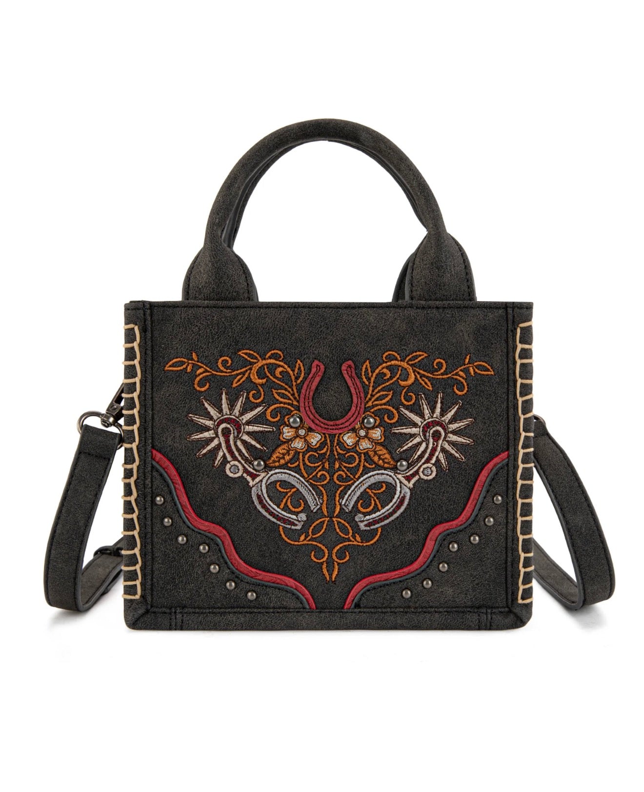Spur Embroidered Mini Tote / BLACK