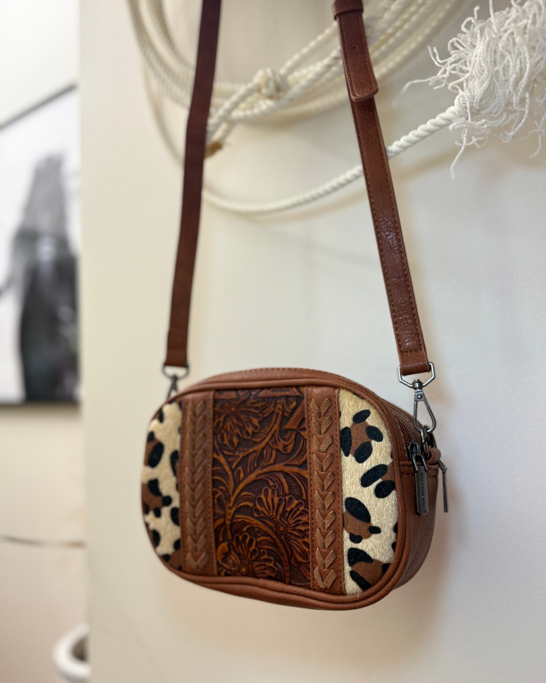 Braided Leopard Shoulder Bag