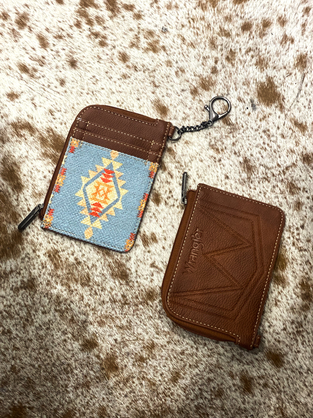 Wrangler Southwestern Art Print Mini Zip Card Case / BROWN