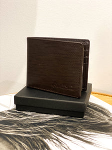 Genuine Leather Men's Bi-Fold Wallet / ROUGH COFFEE