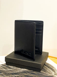 Genuine Leather Men's Bi-Fold Wallet / BLACK