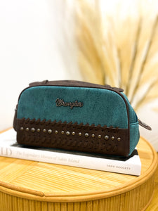 Wrangler Whipstitch and Studs Carry Western Handbag (Wrangler by Montana West) Travel Pouch / TURQUOISE