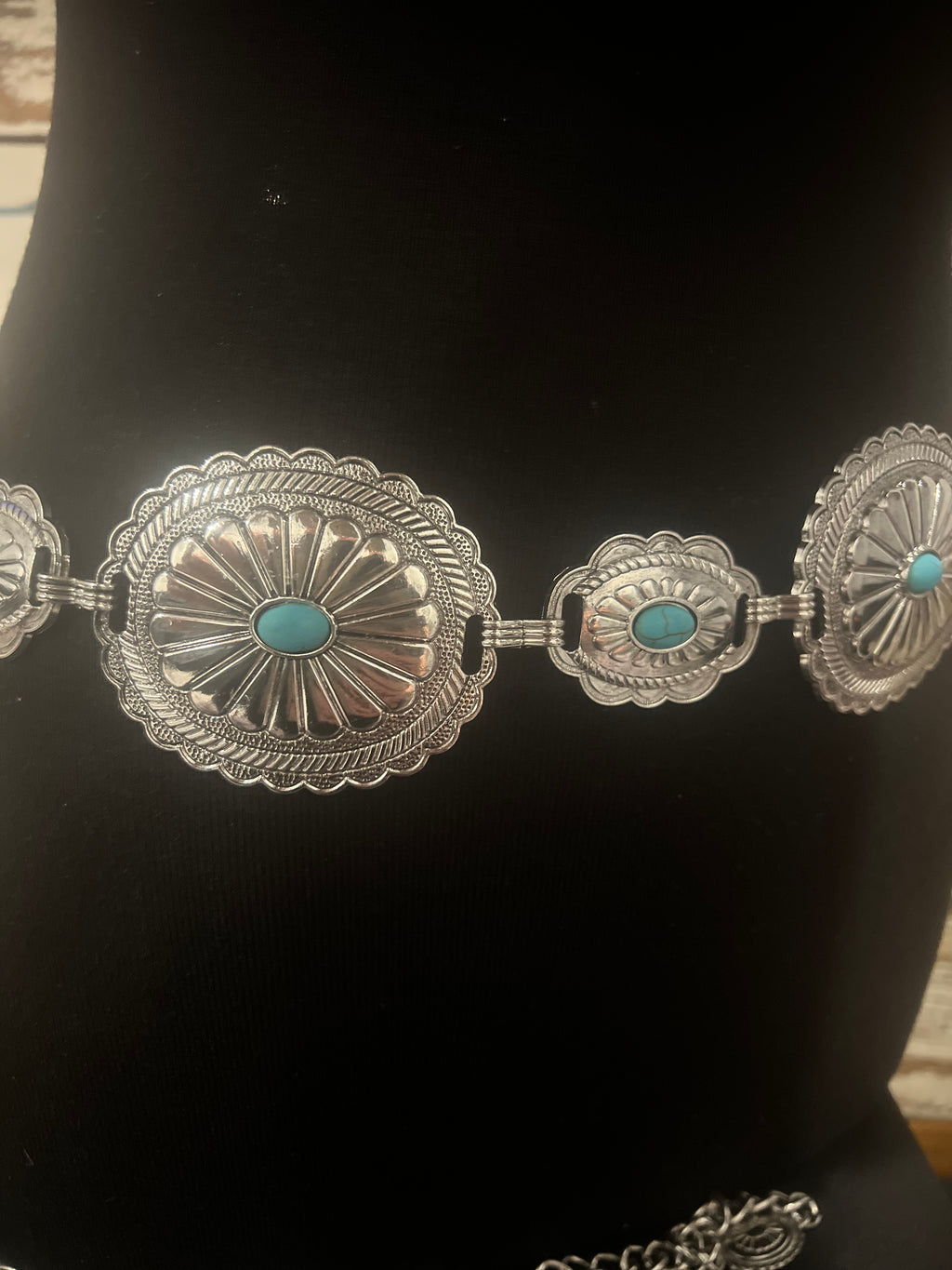 Sunburst Concho Chain Belt / SILVER