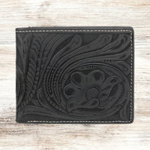 Load image into Gallery viewer, Genuine Tooled Leather Collection Men&#39;s Wallet / BLACK
