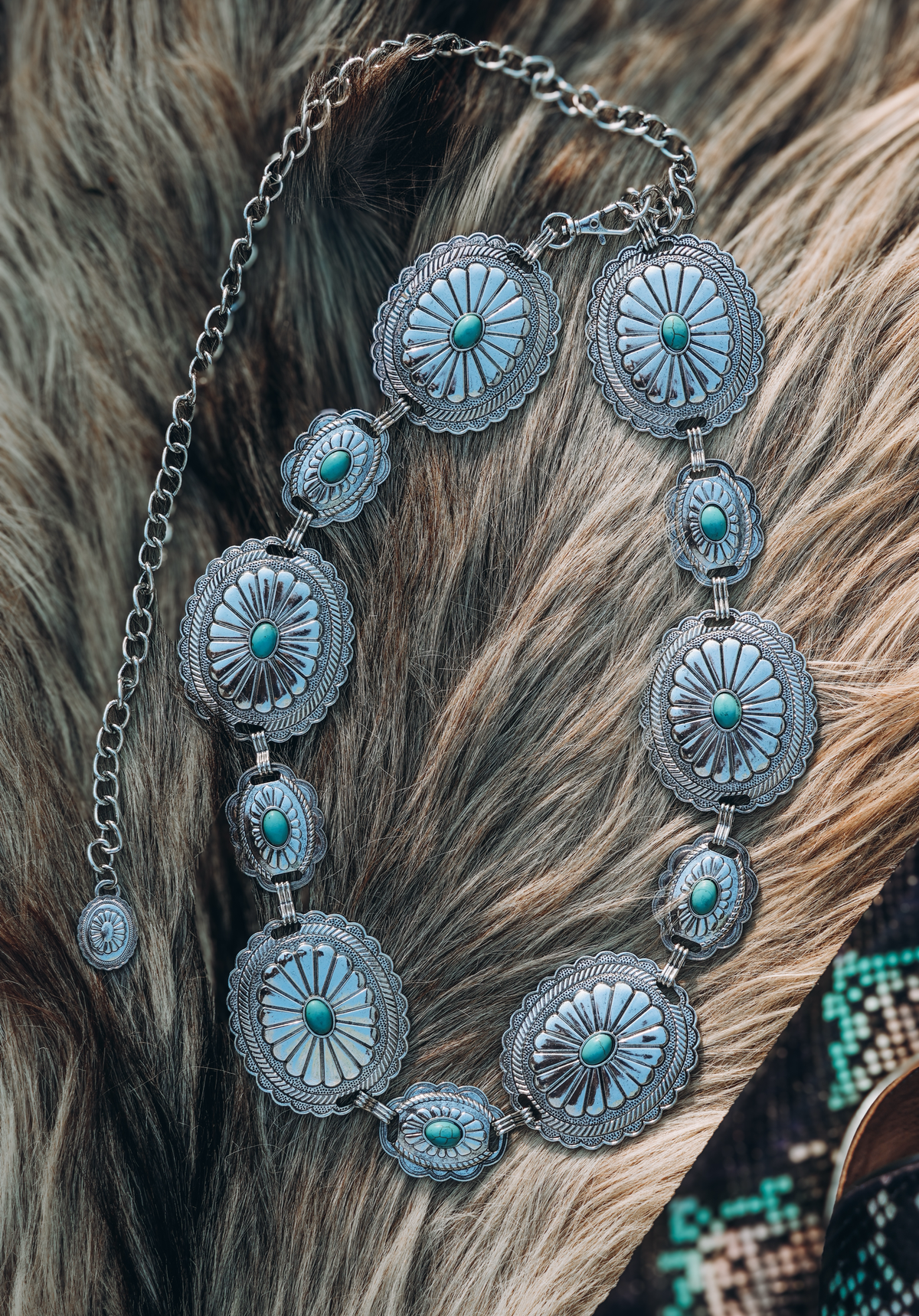 Sunburst Concho Chain Belt / SILVER
