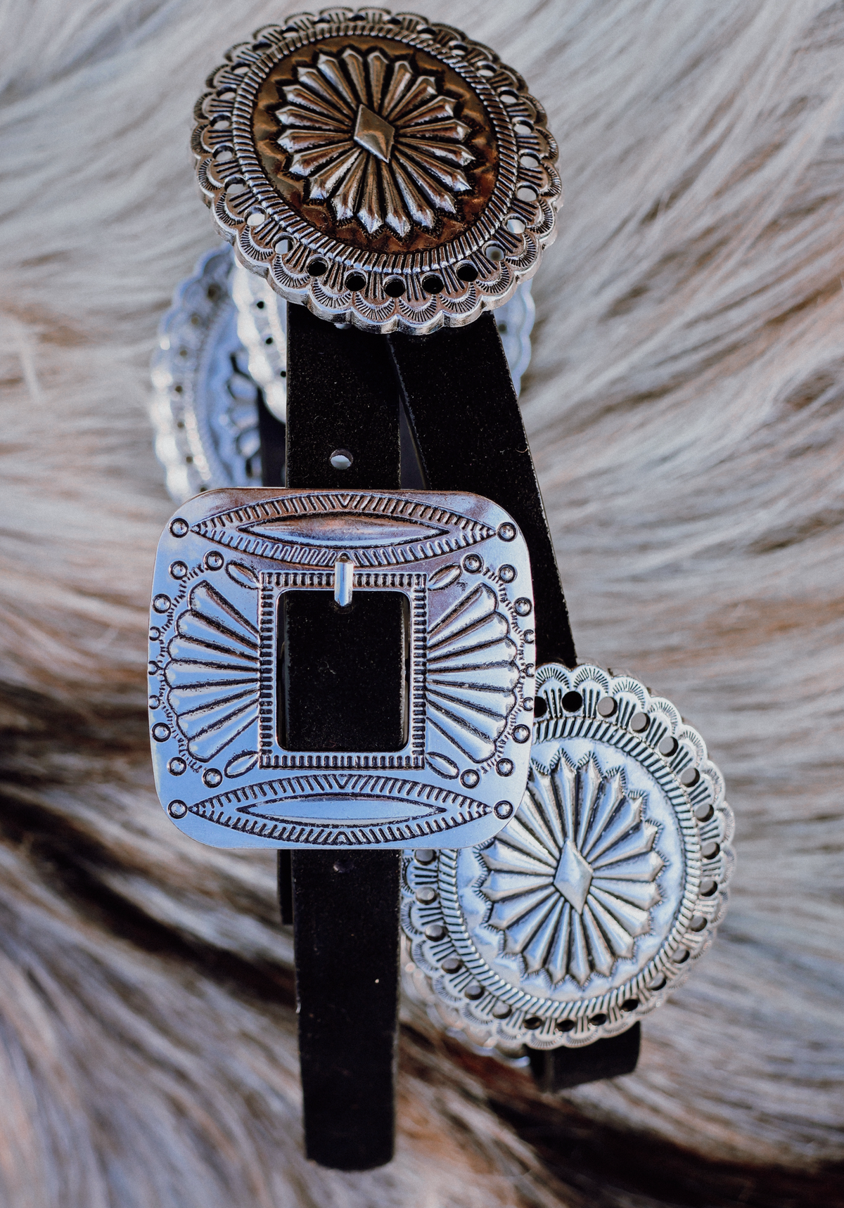 Western Concho Buckle Belt / SILVER