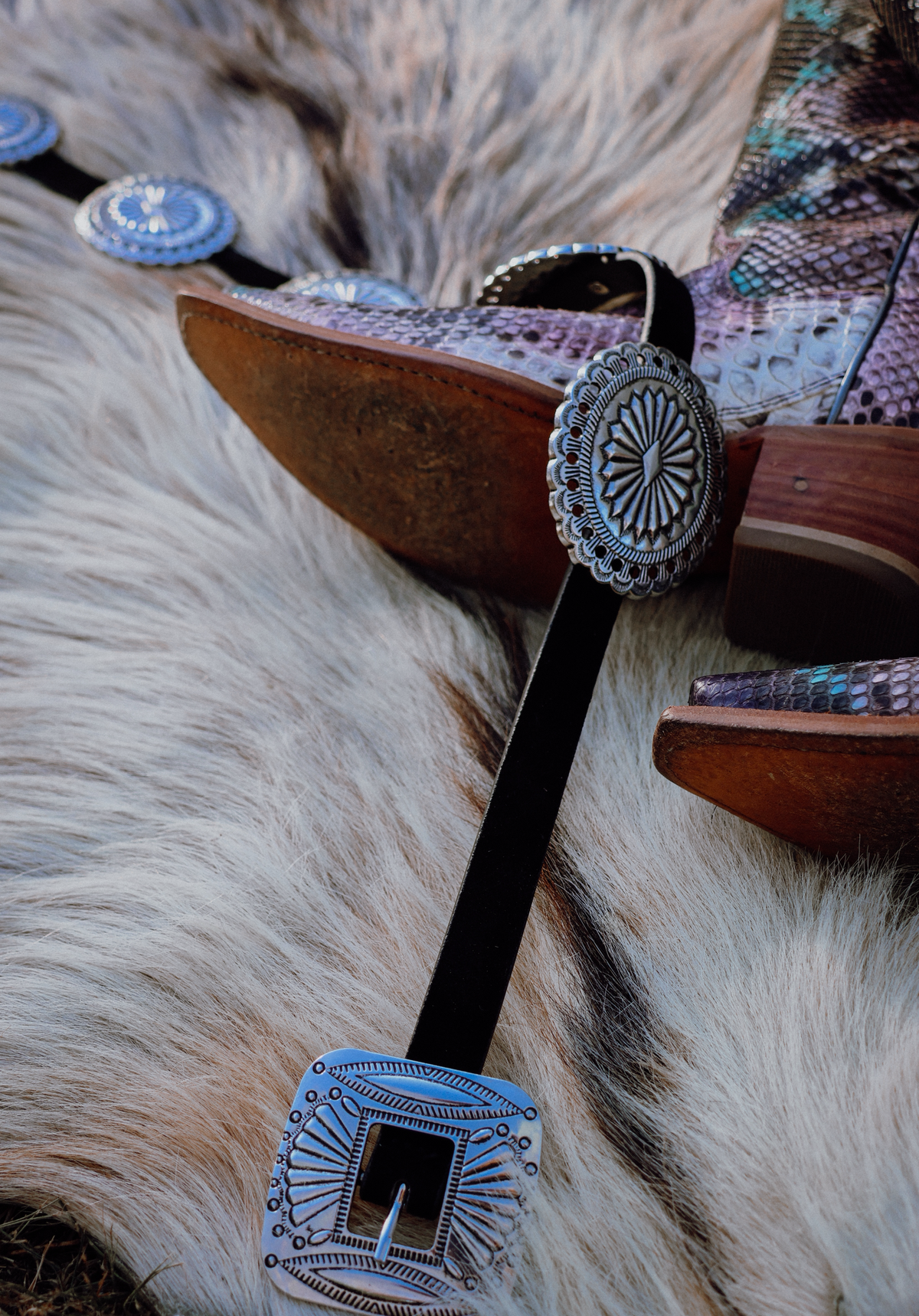 Western Concho Buckle Belt / SILVER