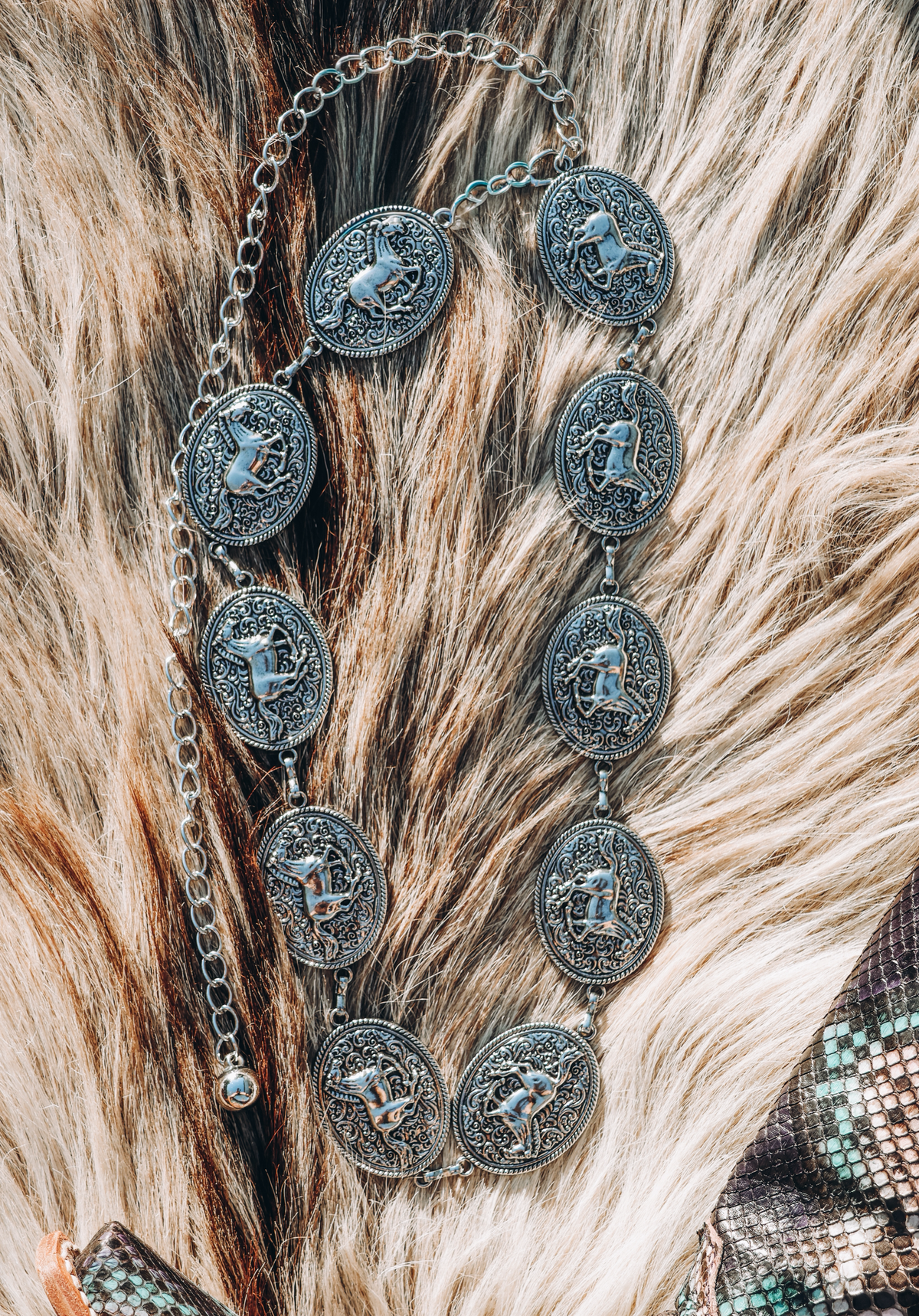Mustang Concho Belt / Silver