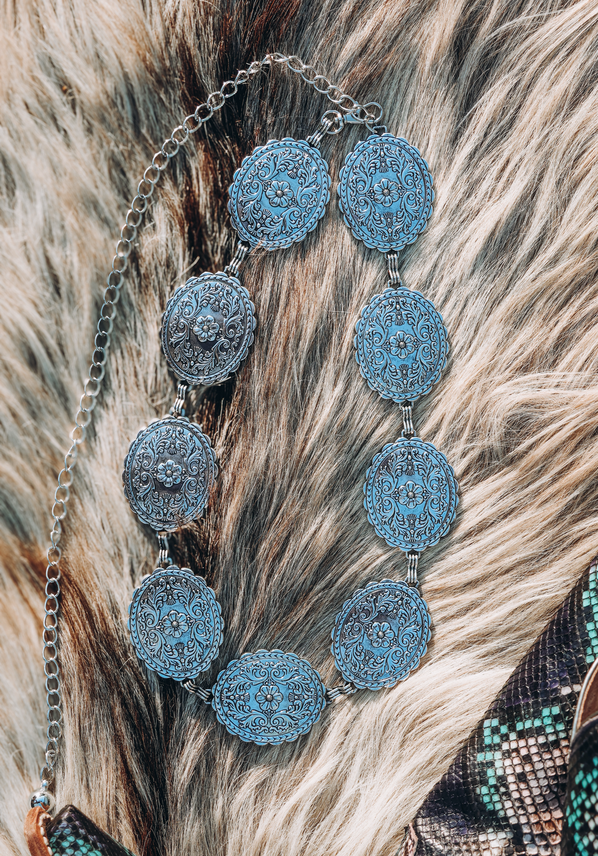 Tooled Concho Belt / SILVER